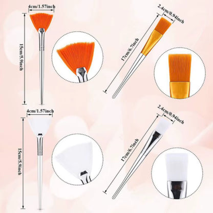 4Pcs Face Mask Brush Set Includes Soft Fan Facial Brushes Acid Applicator Brush Makeup Tools for Eyelash Mask Mixed Cream